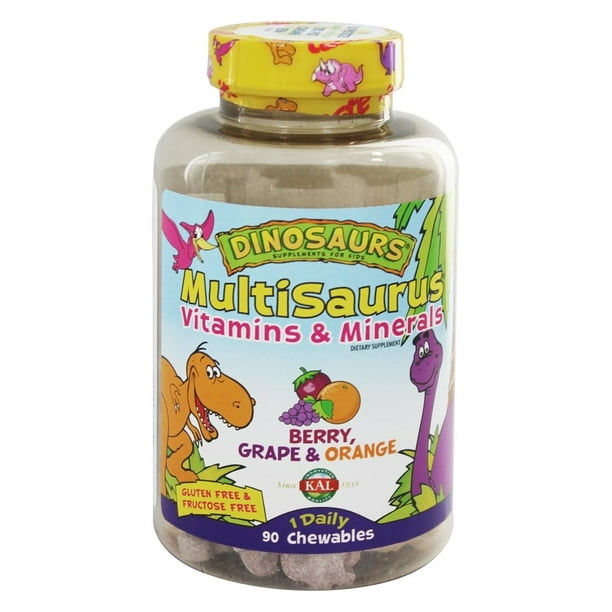 KAL Kids MultiSaurus Vitamins & Minerals Berry, Grape & Orange Flavor