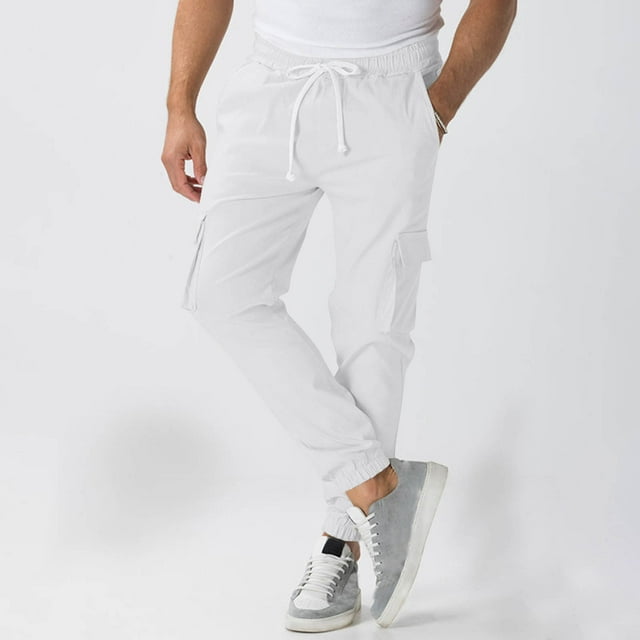 Pantalon Cargo Ample pour Hommes Pantalon de Camping Pantalon de Randonnée Tactique Pantalon de Randonnée Ample Pantalon Cargo de Randonnée pour Hommes Vêtements de Randonnée (Blanc,P)