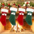 thumbnail image 4 of Tumao Christmas Stockings, Personalized Knitted Xmas Stockings, Red and Green Cable Knit Stocking Candy Gift Bags with Pompom for Family Christmas Holiday Decoration, 2 pack, 4 of 8