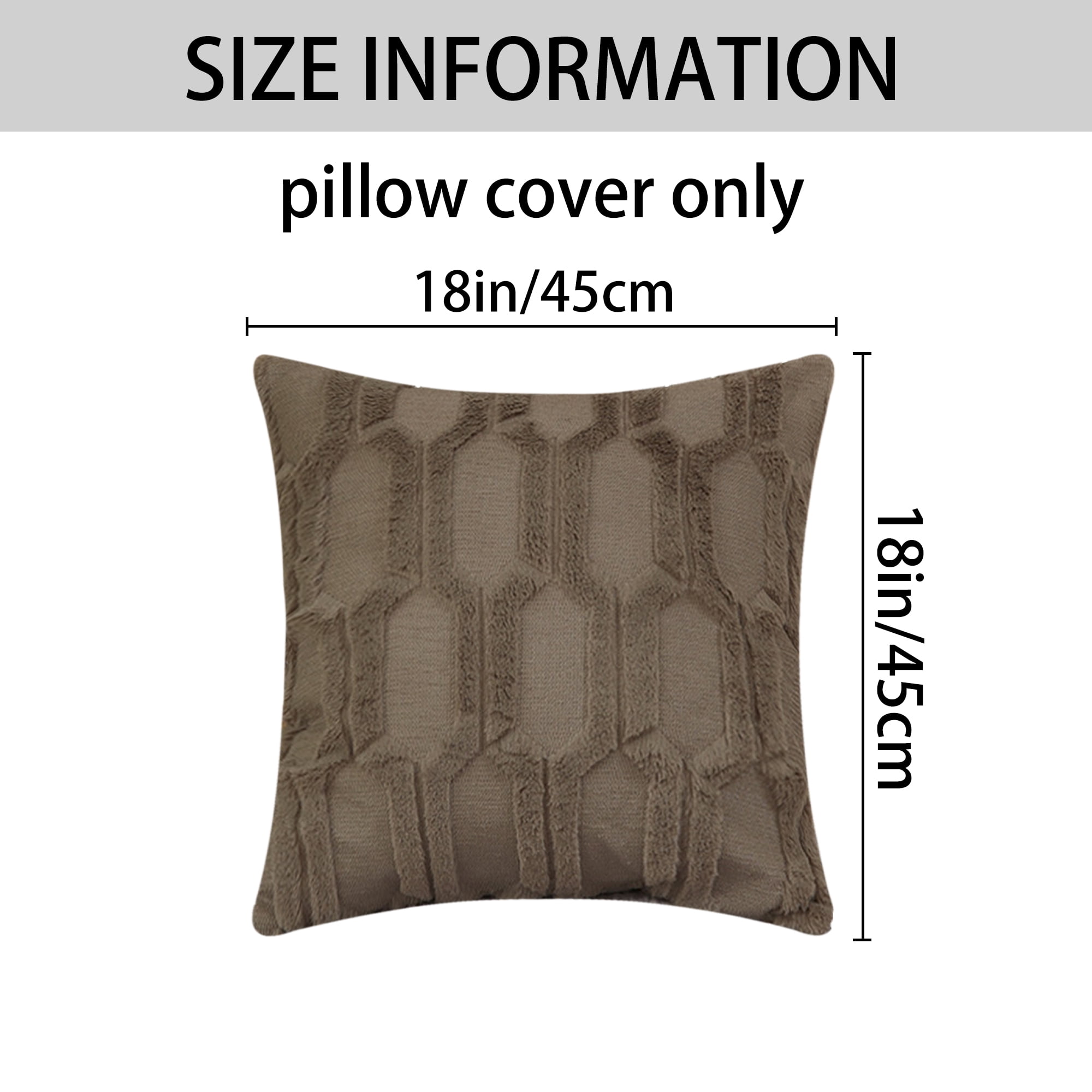 Unique Bargains Solid Color Plush Throw Pillow Covers Grey 18" x 18"