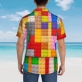 thumbnail image 3 of Lsque Colorful Plastic Blocks Pattern pattern Hawaiian Shirt for Men, Unisex Summer Beach Casual Short Sleeve Button Down Shirts-Small, 3 of 9