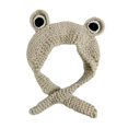 thumbnail image 1 of Sombrero de punto de rana bonita de dibujos animados, gorro de invierno cálido con , gorro para niños, niñas, disfraz de Cosplay, accesorios p Beige Macarena Sombrero de punto tejido de ojos de rana, 1 of 7