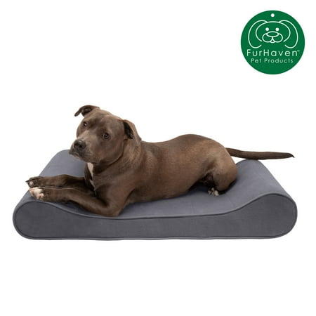 UPC: 0842229118339 | FurHaven Pet Dog Bed | Cooling Gel Memory Foam Orthopedic Microvelvet Luxe Lounger Pet Bed for Dogs & Cats Gray Large