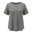 thumbnail image 6 of TaTaai Women's Spring Summer Solid Top, Round Neck Short Sleeve, Color Block Sleeve Design, Casual Daily Home Office Wear, Light Fabric Gift, 6 of 6