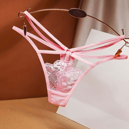 

Panties Clearance Women Trendy Lingerie Thongs Panties Ladies Hollow Out Underwear Pink One Size