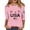 Pink, variant on Women's T-Shirts America 250 Patriotic Flag Graphic Crew Neck 3/4 Sleeve Anniversary Top