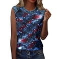thumbnail image 5 of Tank Tops for Women Patriotic Print Round Neck Sleeveless Shirts Casual Loose Fit Trendy Star Stripe Camisole Blouse Navy XL, 5 of 6