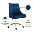 thumbnail image 3 of Meridian Furniture Karina Swivel Adjustable Navy Velvet and Gold Office Chair, 3 of 12