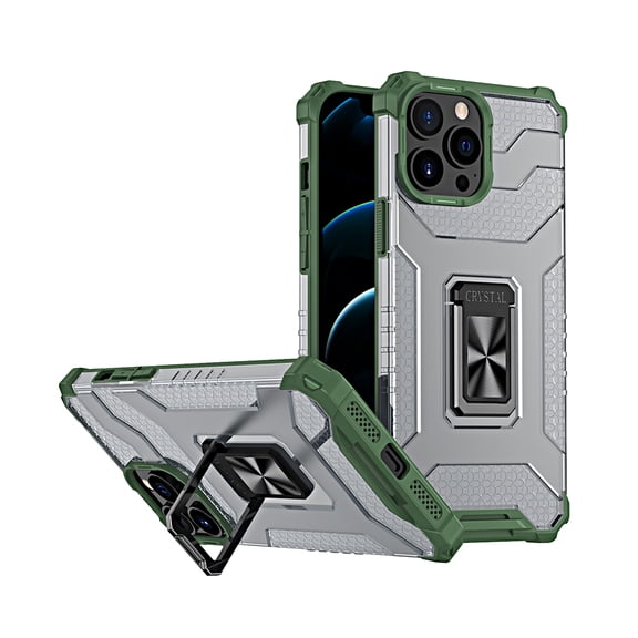 Xpm Case for Apple iPhone 13 Pro (6.1") Rugged Hybrid Armor with Kickstand Ring Holder Anti-Shock Corner & Camera Protection Cover for iPhone 13 Pro - Green