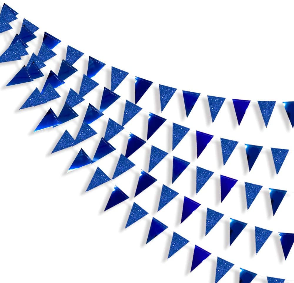 Navy Blue & Grey Triangular Flag Bunting 5m with 12 Flags 