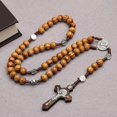 thumbnail image 1 of Olive Wood Rosary Necklace Catholic Rosary Wooden Bead Cross Handmade Rosary Wood Chain Olive Wood Cross Necklace with Flannel Bag for Men Women, 1 of 5