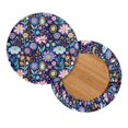 thumbnail image 2 of Renewold Hippie Flower Lotus Violet Blue Bar Stool Covers Round Padded 13"-15" Round Bar Stool Seat Cushion Stretch and Washable Bathroom Vanity Seat Stool Covers, 2 of 6