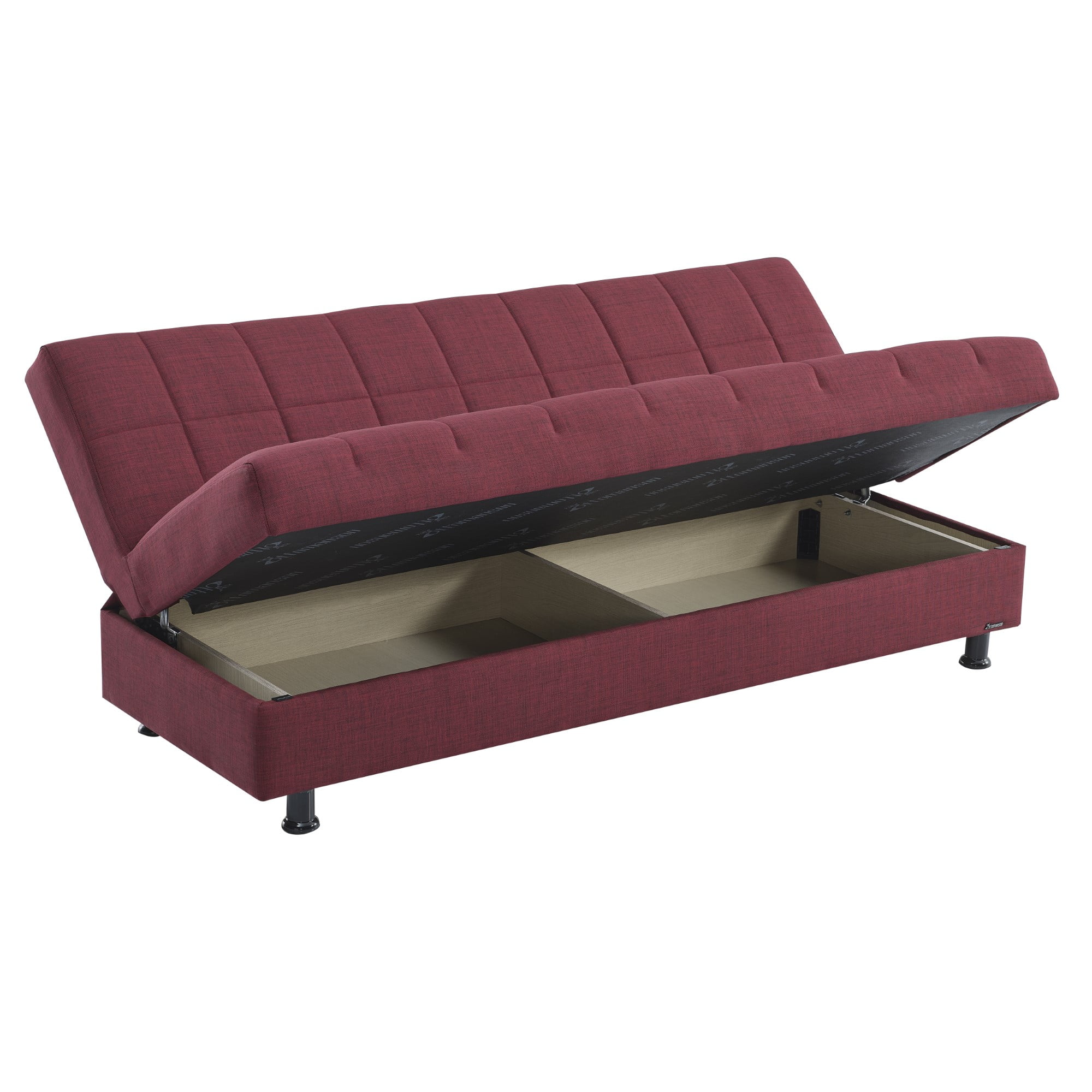 Ottomanson 75" Convertible Sofa Couch for Living Room, Chenille Modern Sofa Bed with Storage, Burgundy