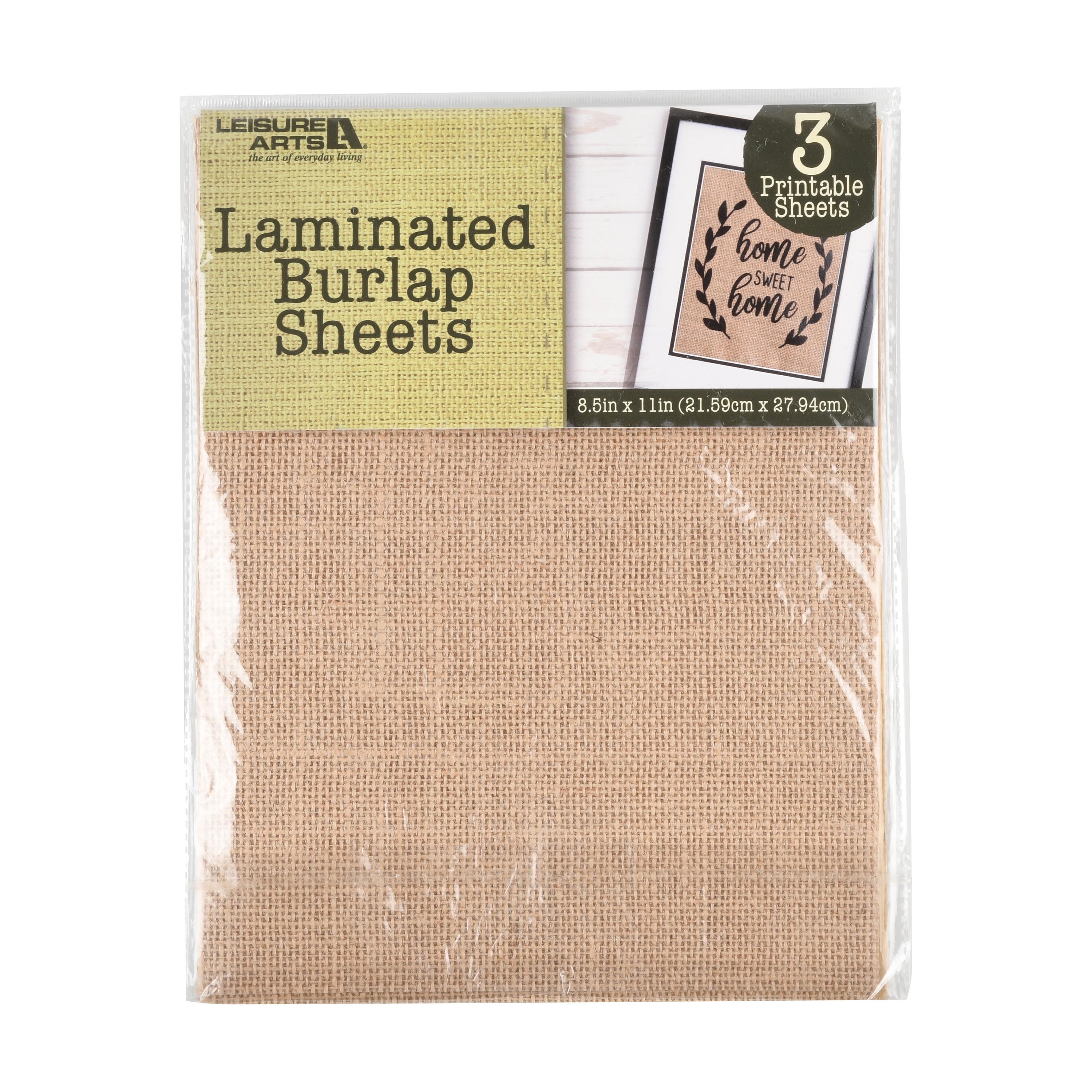 Leisure Arts Burlap Sheet Laminated 8.5x11 Nat 3pc