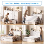 Puremind Queen Size Murphy Bed with Mattress and Charging Station, Cabinet Bed with Storage Drawer, Murphy Bed Furniture for Bedroom/Guest Room, White 2