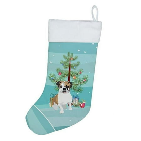 English Bulldog Tricolor #2 Christmas Christmas Stocking 13.5 in x 18 in