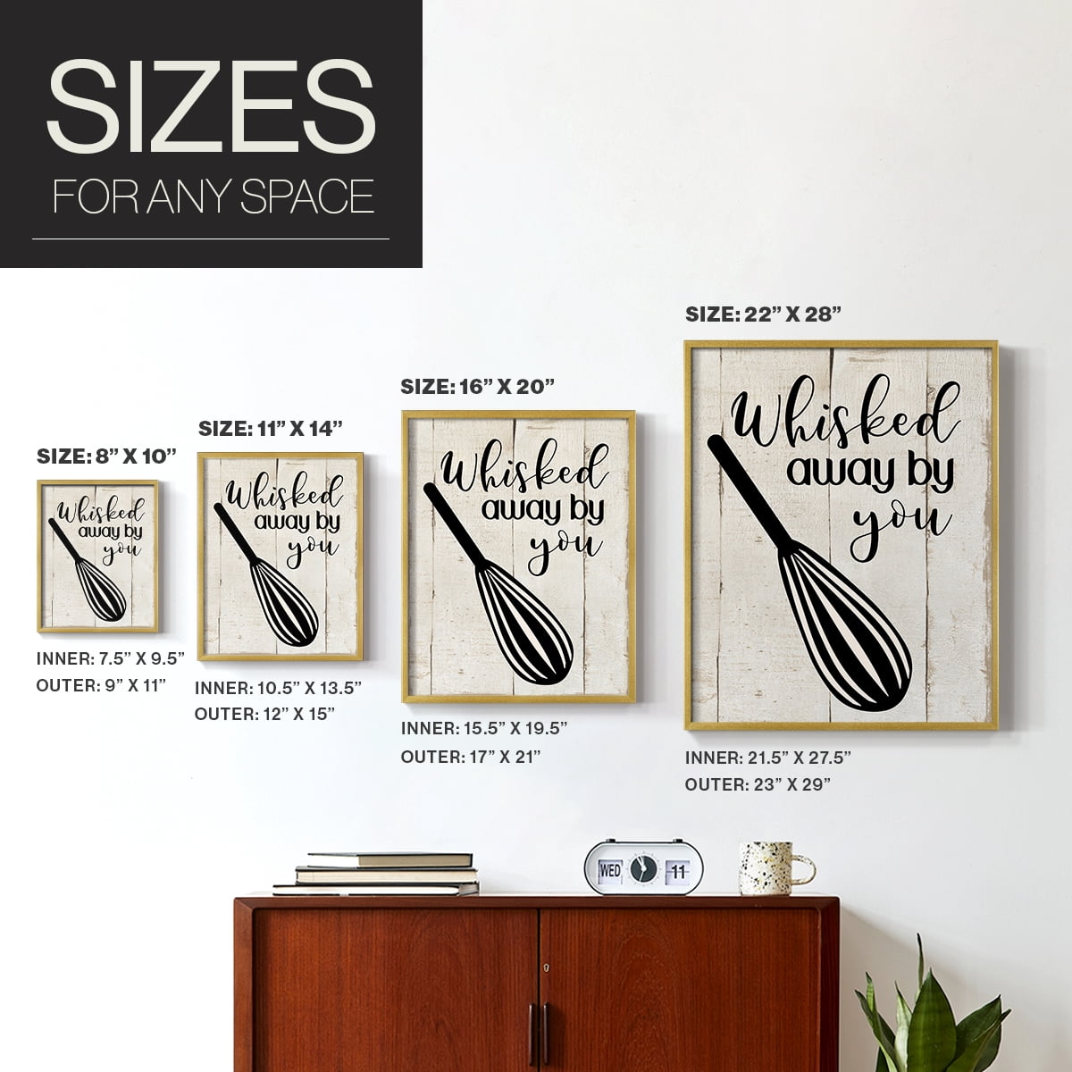 Whisked Away Framed Print in Gold Solid Wood 16 x 20 Framed Print