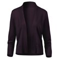 thumbnail image 2 of URBAN DAIZY Women's Classic 3/4 Sleeve Crop Bolero Cardigan Open Front Cropped Shrugs Knit Sweater A09_620 Dark Purple L, 2 of 7