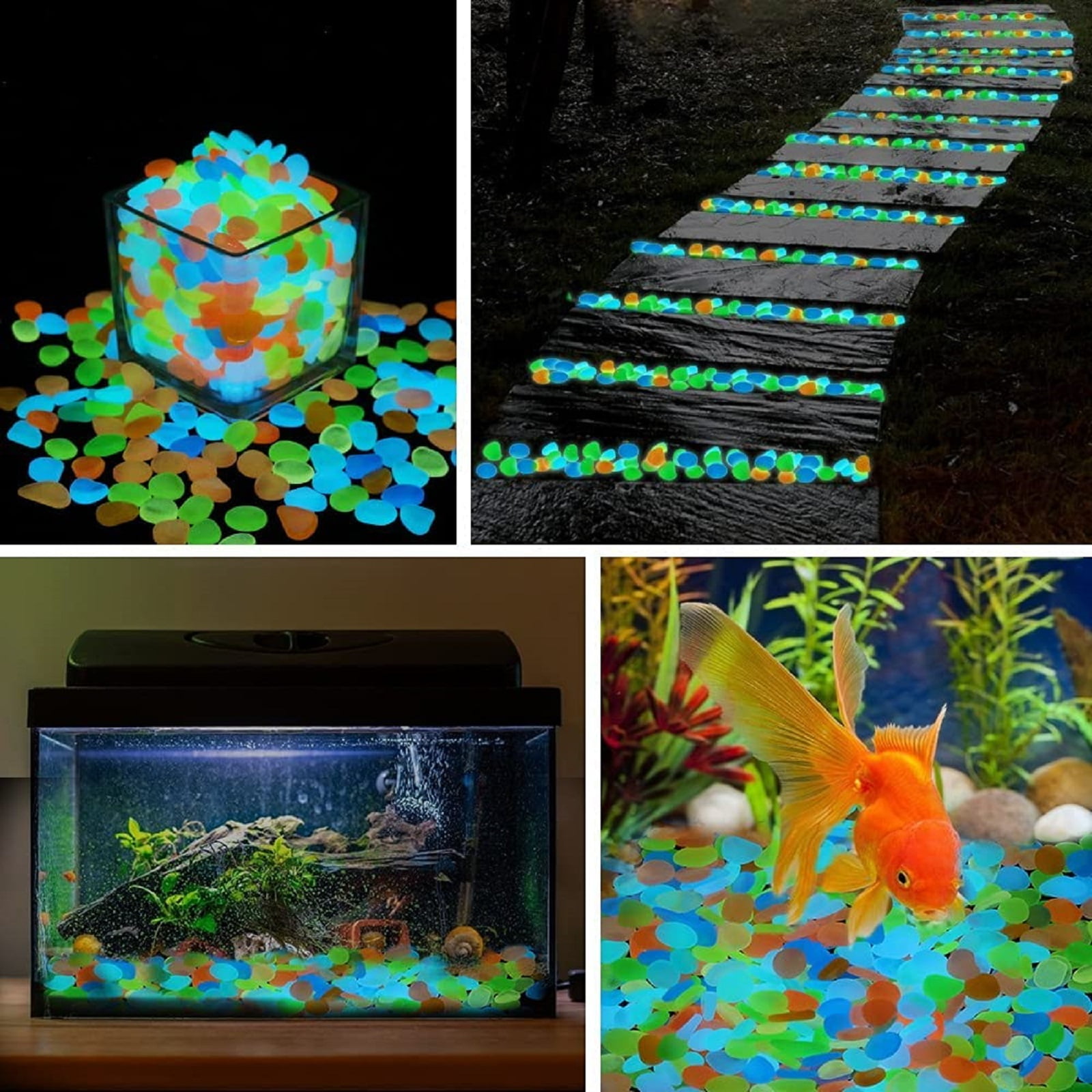 Colorful Aquarium Decorative Pebble Stones, SpringSmart Glow in The Dark Rocks for Garden, Yard, Fish Tank, Fish Bowl, Vase, Handmade Crafts