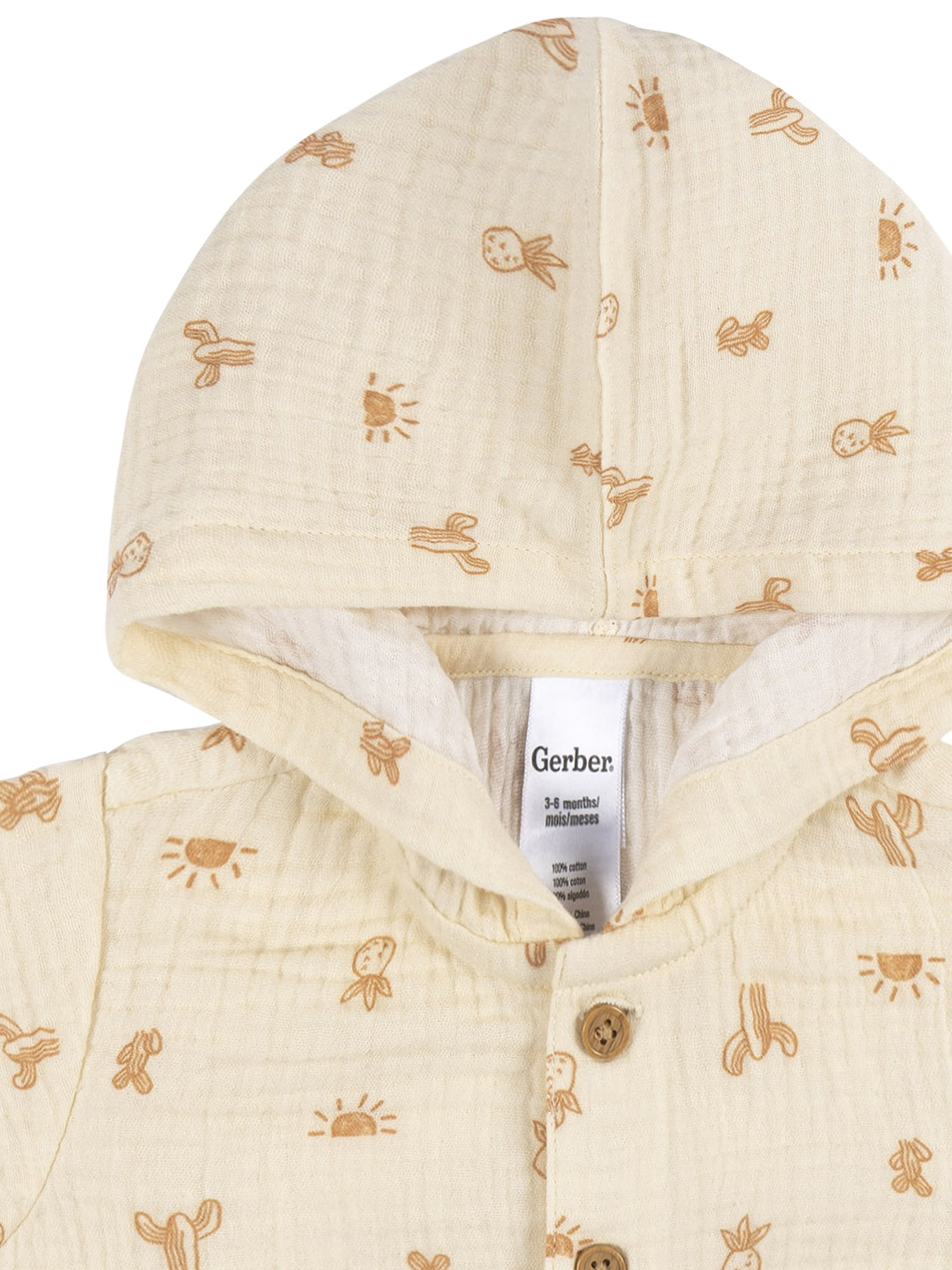 Gerber Baby Boy Short Sleeve Hooded Romper, Sizes Newborn - 24 Months