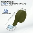 thumbnail image 2 of 1" x 13 ft Lashing Strap with Buckles, 2 Pcs Cam Buckle Tie Down Straps Cinch Straps Up to 551 lbs, Army Green, 2 of 7