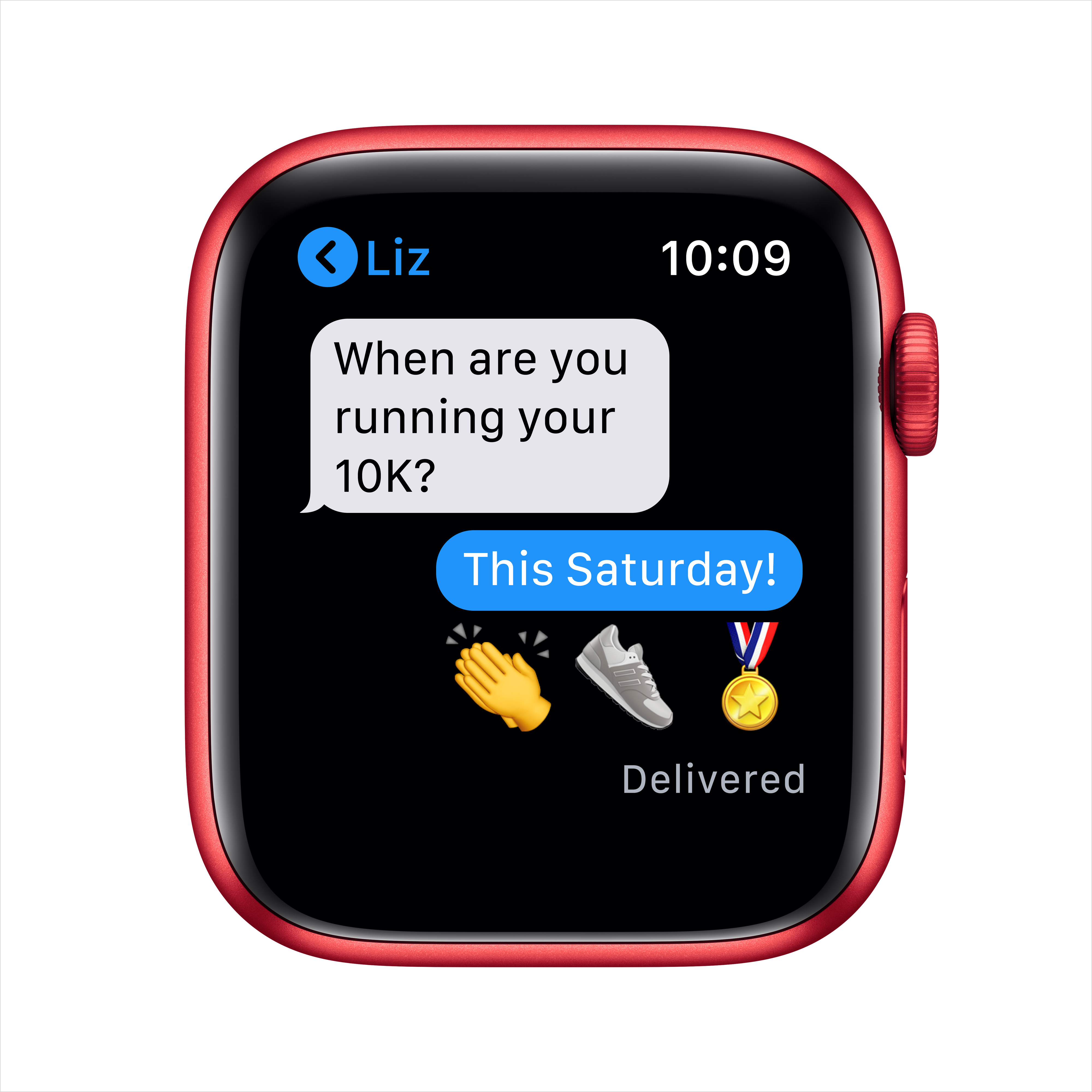 Apple Watch Series 6 (GPS + Cellular) - (PRODUCT) RED - 44 mm - red aluminum - smart watch with sport band - fluoroelastomer - red - band size: S/M/L - 32 GB - Wi-Fi, Bluetooth - 4G - 1.29 oz - image 2 of 8