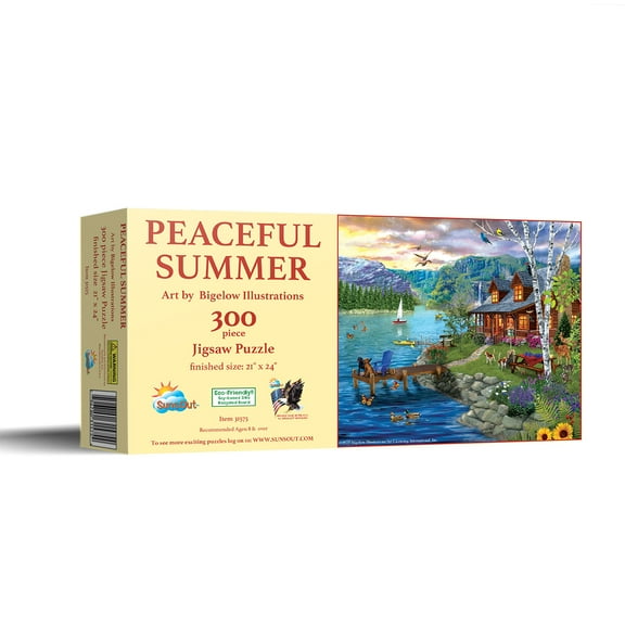 SUNSOUT INC - Peaceful Summer - 300 pc Jigsaw Puzzle by Artist: Bigelow Illustrations - Finished Size 21" x 24" - MPN# 31575