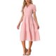 thumbnail image 4 of Vestido de cuadros para mujer INSPIRE CHIC con volantes, escote en V, decoración de botones, vestido midi fluido, color rosa, talla L, 4 of 6