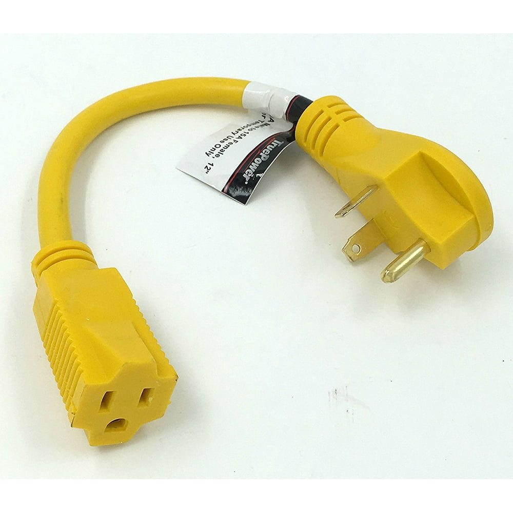 TruePower RV 1 Foot Pigtail Adapter Power Cord 15 Amp Female To 30 Amp