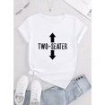 thumbnail image 2 of Camisetas con gráficos clásico para mujeres y adolescentes y niñas, playera de verano con estampado estéticoChic Arrow & Letter Print Women's T-Shirt - Casual Crew Neck, Short Sleeve, Stretchy Polye, 2 of 6