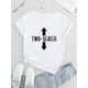 thumbnail image 2 of Camisetas con gráficos clásico para mujeres y adolescentes y niñas, playera de verano con estampado estéticoChic Arrow & Letter Print Women's T-Shirt - Casual Crew Neck, Short Sleeve, Stretchy Polye, 2 of 6