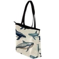 thumbnail image 3 of Whale Canvas Leather Mix Handbag with Twill, Sponge, Jeanette Material - 30x10.5x39cm/11.8x4.1x15.4in Size, 3 of 5