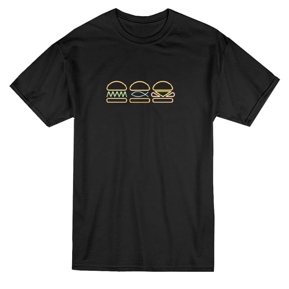 Neon Lights Three Burger Sign Graphic Men's T-shirt