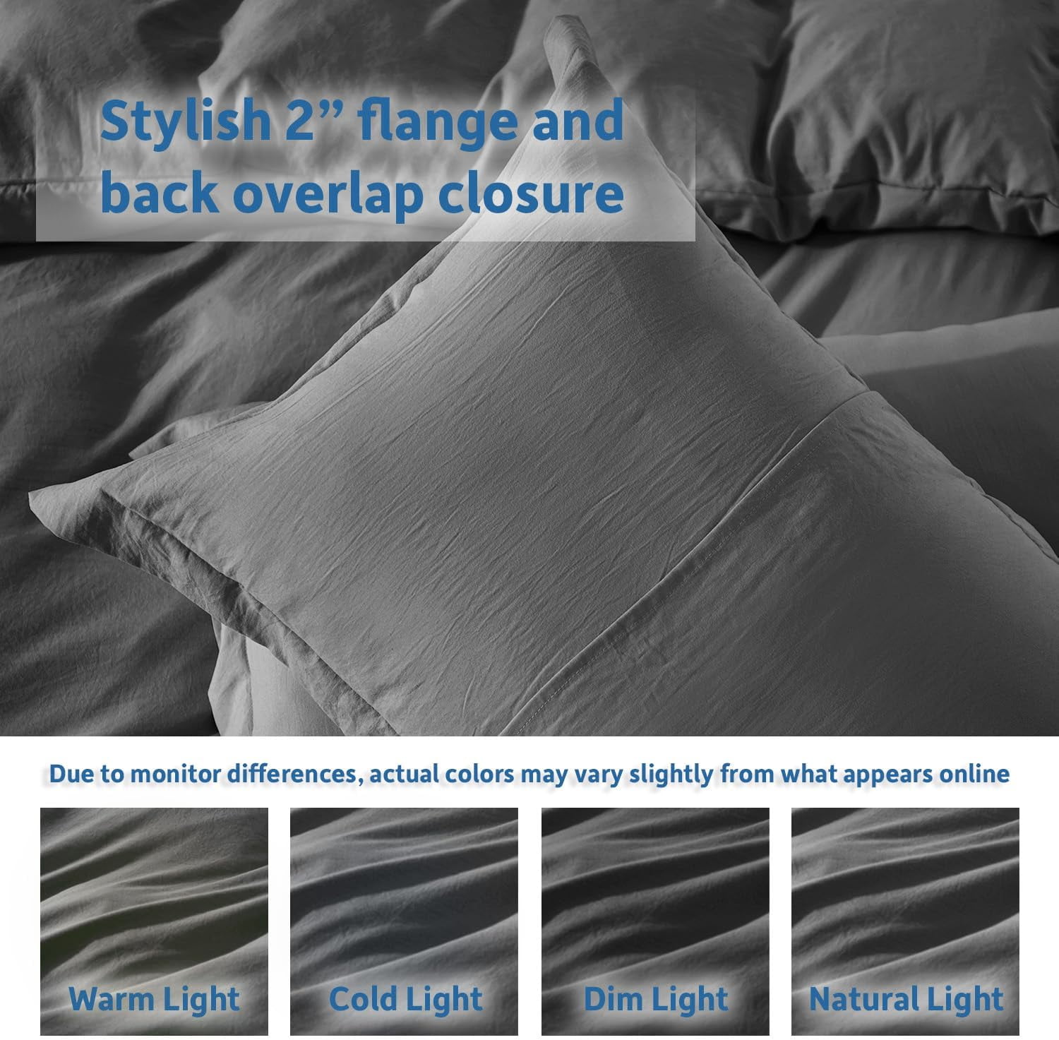 LammaLoe Duvet Cover Ful Size, Soft Prewashed 3-Piece Duvet Cover Bedding Set with Pillow Shams, Grey