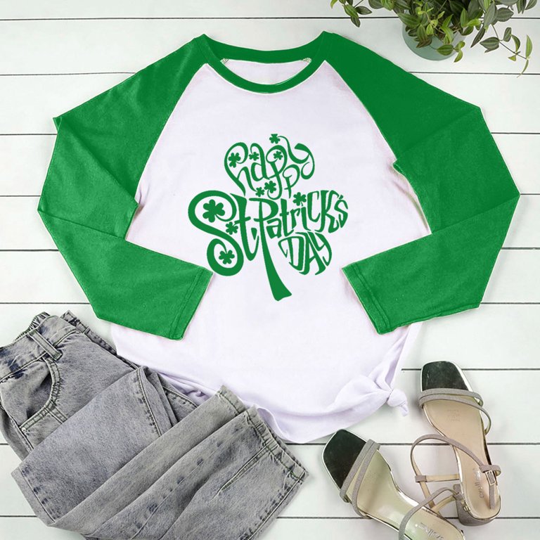 HAPIMO Rollbacks Women's St.Patrick's Day Shirt Long Raglan Sleeve