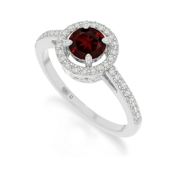 925 Sterling Silver Round 0.80 Ctw Garnet Gemstone Halo Women Engagement Ring, Wedding, Anniversary Bridal Rings, Gift For Her_12