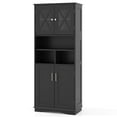 thumbnail image 1 of Costway Tall Bathroom Cabinet Large Floor Storage Cabinet with Acrylic Doors & 3 Cubes Black, 1 of 10