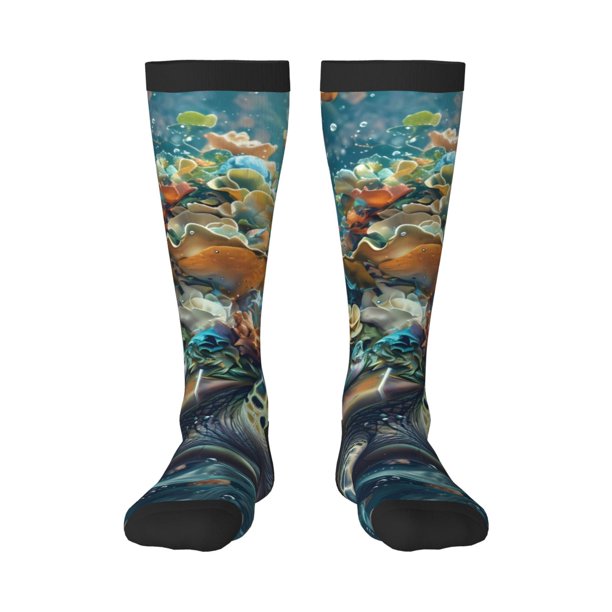 Balery Colorful Plant Turtle Calcetines novedosos Calcetines deportivos Calcetines hasta la rodilla Calcetines de algodón Calcetines originales y geniales