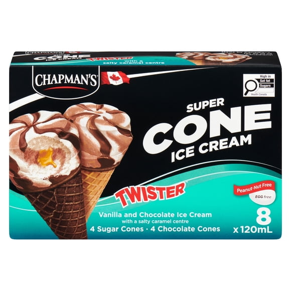 Chapman's Super Cone Twister - Vanilla and Chocolate Ice Cream with a salty caramel centre, in a Box., CHAP SALTY CAR TWISTER