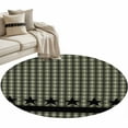 thumbnail image 2 of 4ft Round Rug, Sage Green Black Plaid Non-Skid Rubber Backing Large Area Rugs - Living Room Bedroom Home Office, Vintage Star Buffalo Check Rustic Indoor Floor Mat Carpets Washable Rug, 2 of 9