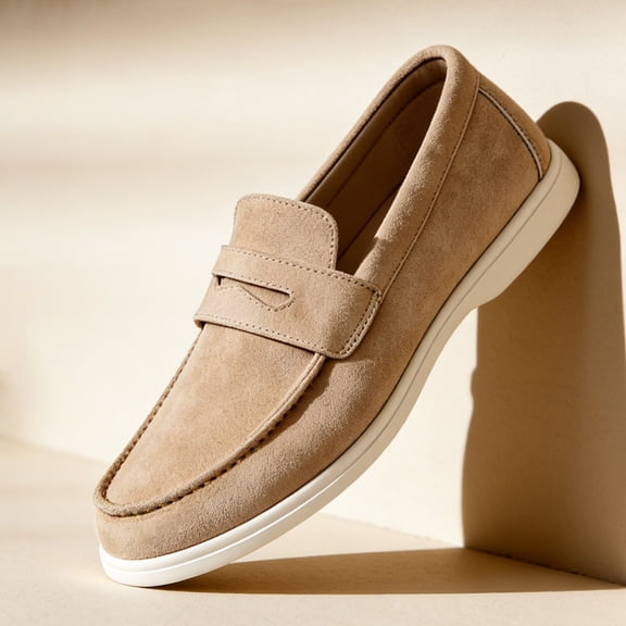 Men's Shoes Slip-On Sueder Penny Loafers Moccasins Dress Shoes, Lightweight Breathable Gentleman Stylish Driving Boat