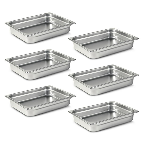 Sartenes Food Pan Aplancee 1/2 Hotel, paquete de 6, acero inoxidable, 2.5 pulgadas
