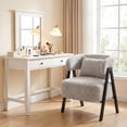 thumbnail image 4 of Costway 2 PCS Faux Rabbit Fur Upholstered Armchair w/Lumbar Pillow & Metal Legs Gray, 4 of 7