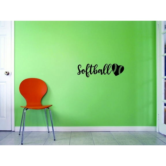 Custom Decals Softball Wall Art Size: 10 X 20 Inches Color: Black