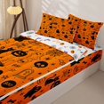 thumbnail image 3 of Feelyou Halloween Ghost Tombstone Zipper Twin Comforter Sets with Fitted Sheet and 2 Pillowcases, Spooky Black Cat Skull Zipper Bedding Set, Orange, Halloween Reversible, 4pcs, 3 of 7