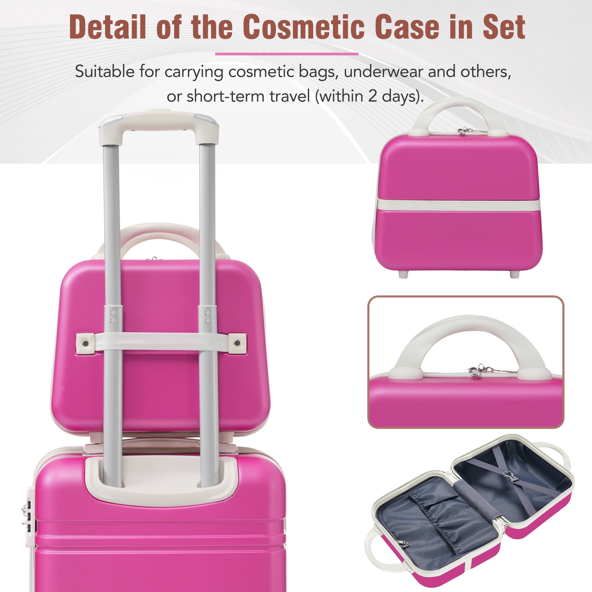 MAYEERTY 4-Piece Retro Hardshell Luggage Set with TSA Lock for Travel, 20"+24"+28"Lightweight Suitcases & Cosmetic Case