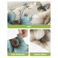 thumbnail image 4 of Teal Tulip Butterfly Bar Stool Covers Set of 2, Turquoise Floral Farmhouse Beige Stretch Washable Bar Chair Covers with Backs, Removable Pub Counter Height Chair Cover for Kitchen Dining Room Cafe, 4 of 7