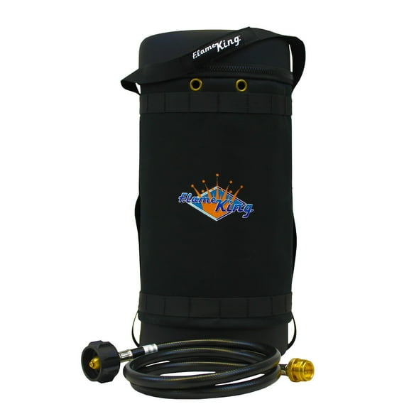 Flame King Gas Hauler Kit Insulated Carry Case for 10LB Propane Tank with 4ft Hose for Camping