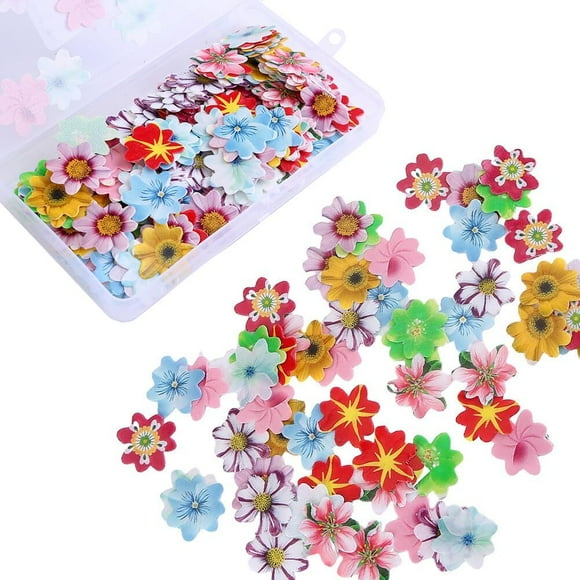 300PCS Edible Flower Cupcake Decoration Glutinous Rice Paper Wedding Cake Birthday Party Baking Tray Cake Toppers Cute Flower Wafer Paper Cake Decoration