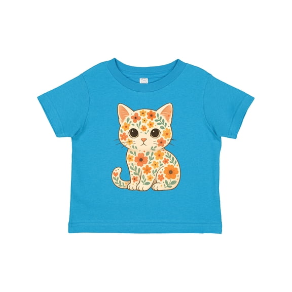 Inktastic Retro Kitty Cat Flowered Girls Toddler T-Shirt